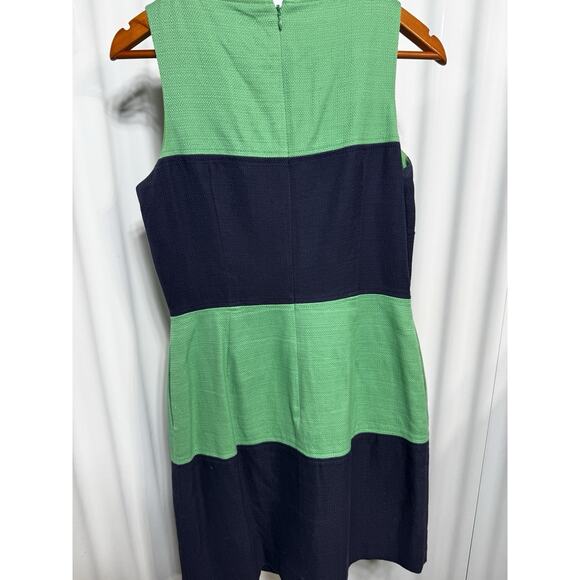Banana Republic Navy And Green Striped Dress 100% Cotton Sz. 8 - Picture 2 of 5